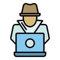 Modern secret hacker icon color outline vector