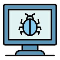 Computer bug icon color outline vector