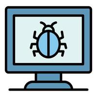 Computer bug icon color outline vector