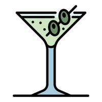 Beach cocktail icon color outline vector