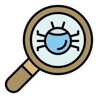 Magnify glass pc bug icon color outline vector