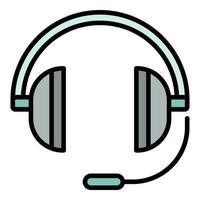 Headphone with microphone icon color outline vector