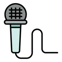 Wired microphone icon color outline vector