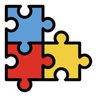 Puzzle match icon color outline vector