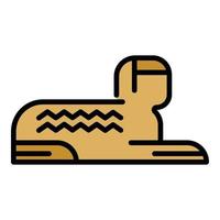 Egyptian sphinx side view icon color outline vector