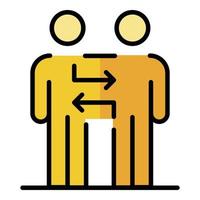 Interaction between partners icon color outline vector