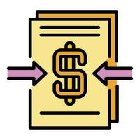 Cash profit icon color outline vector