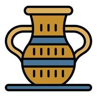 Egyptian vase icon color outline vector