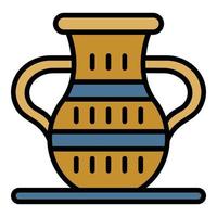 Egyptian vase icon color outline vector