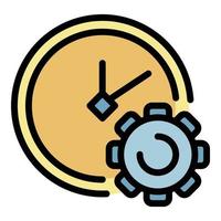 Gear clock icon color outline vector
