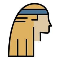 Egyptian pharaoh side view icon color outline vector