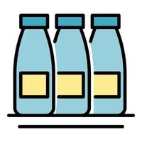 Three bottles of milk icon color outline vector