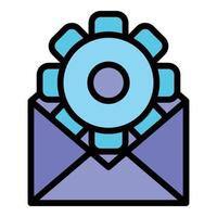 Gear mail wheel icon color outline vector