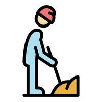 Construction worker icon color outline vector