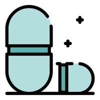 Oval pills icon color outline vector