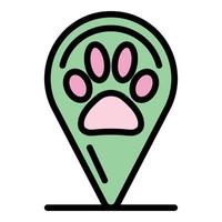Geo tag cat foot icon color outline vector