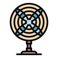 Front view desk fan icon color outline vector