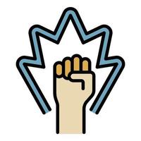 Protest fist up icon color outline vector