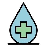 Medical cross in a drop icon color outline vector