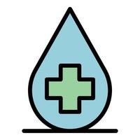 Medical cross in a drop icon color outline vector