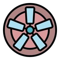 Fan with rectangular blades icon color outline vector