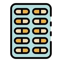 Blister with capsules icon color outline vector