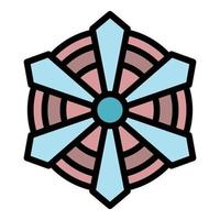 Six blade fan icon color outline vector