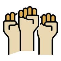 Protest fists icon color outline vector