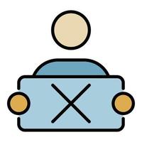 No protest banner icon color outline vector