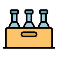 Bottle crate icon color outline vector