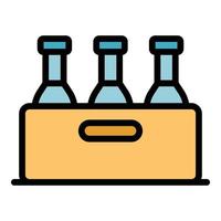 Bottle crate icon color outline vector