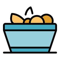 Bowl of fruit icon color outline vector