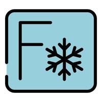 Fahrenheit sign snowflake icon color outline vector