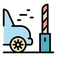 Car through parking barrier icon color outline vector