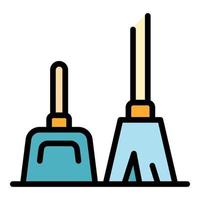 Home broom icon color outline vector