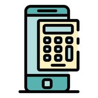 Finance smartphone calculator icon color outline vector