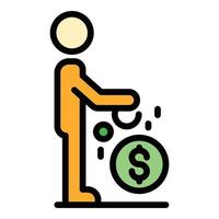 Man investor money icon color outline vector