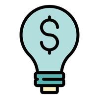 Money bulb idea icon color outline vector