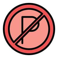 Parking restriction icon color outline vector