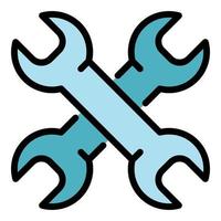 Crossed wrench icon color outline vector