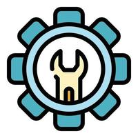 Gear wrench icon color outline vector