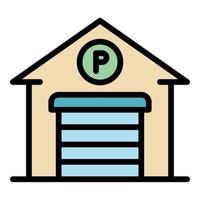 Garage parking icon color outline vector