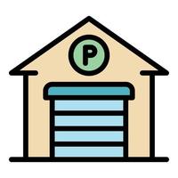 Garage parking icon color outline vector