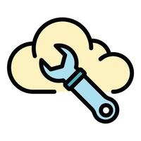 Cloud wrench icon color outline vector