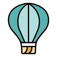 Ribbed hot air balloon icon color outline vector