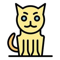vector de contorno de color de icono de gato enfermo