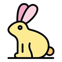 vector de contorno de color de icono de conejo
