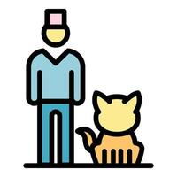 Veterinarian with cat icon color outline vector