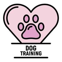 Dog paw in the heart logo, outline style vector