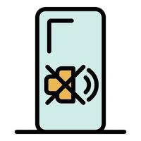 Crossed speaker smartphone icon color outline vector